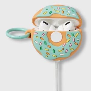 heyday Donut Silicone AirPods Case in Mint & Orange with Sprinkles